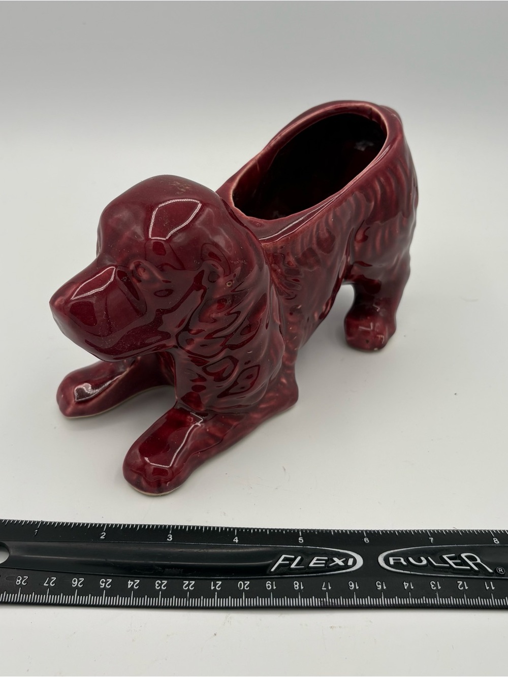 Vintage MCM 1950's Shawnee Red Burgundy Spaniel Dog Planter Art Pottery USA